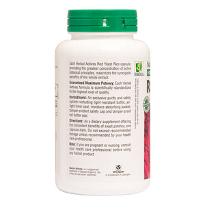 Second side product image of Herbal Actives Red Yeast Rice Capsules containing 120 Count