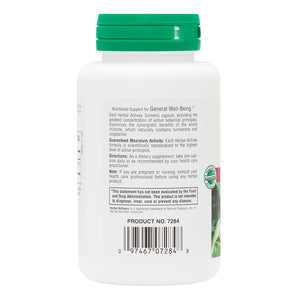 Second side product image of Herbal Actives Turmeric Capsules containing 60 Count