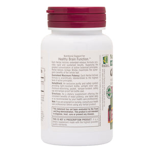 Second side product image of Herbal Actives Ginkgo Biloba Extended Release Tablets containing 60 Count