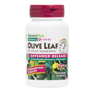 Frontal product image of Herbal Actives Olive Leaf Extended Release Tablets containing 30 Count