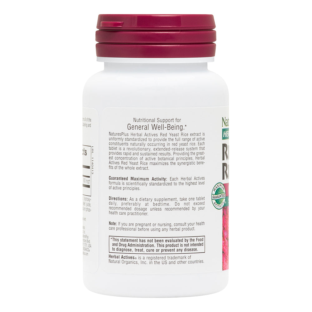 product image of Herbal Actives Red Yeast Rice Extended Release Tablets containing 30 Count