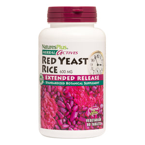 Frontal product image of Herbal Actives Red Yeast Rice Extended Release Tablets containing 60 Count