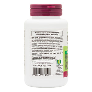 Second side product image of Herbal Actives Tri-Immune™ Extended Release Tablets containing 60 Count