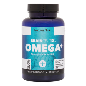 Frontal product image of BrainCeutix® Omega+ Softgels containing 60 Count