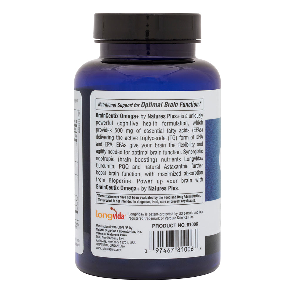 product image of BrainCeutix® Omega+ Softgels containing 60 Count