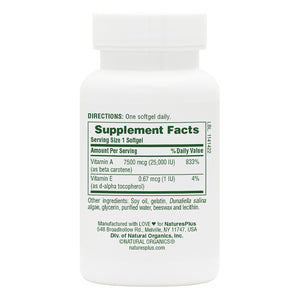 First side product image of Natural Beta Carotene Softgels containing 90 Count