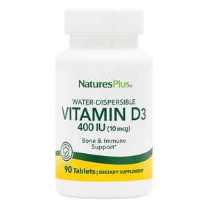 Frontal product image of Vitamin D3 400 IU Water-Dispersible Tablets containing 90 Count