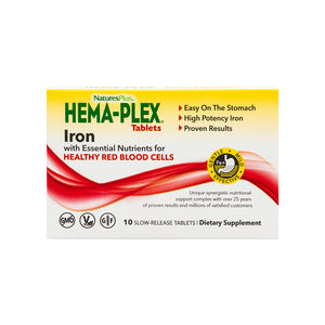 Frontal product image of HEMA-PLEX® Tablet 10ct Pack containing 10 Count